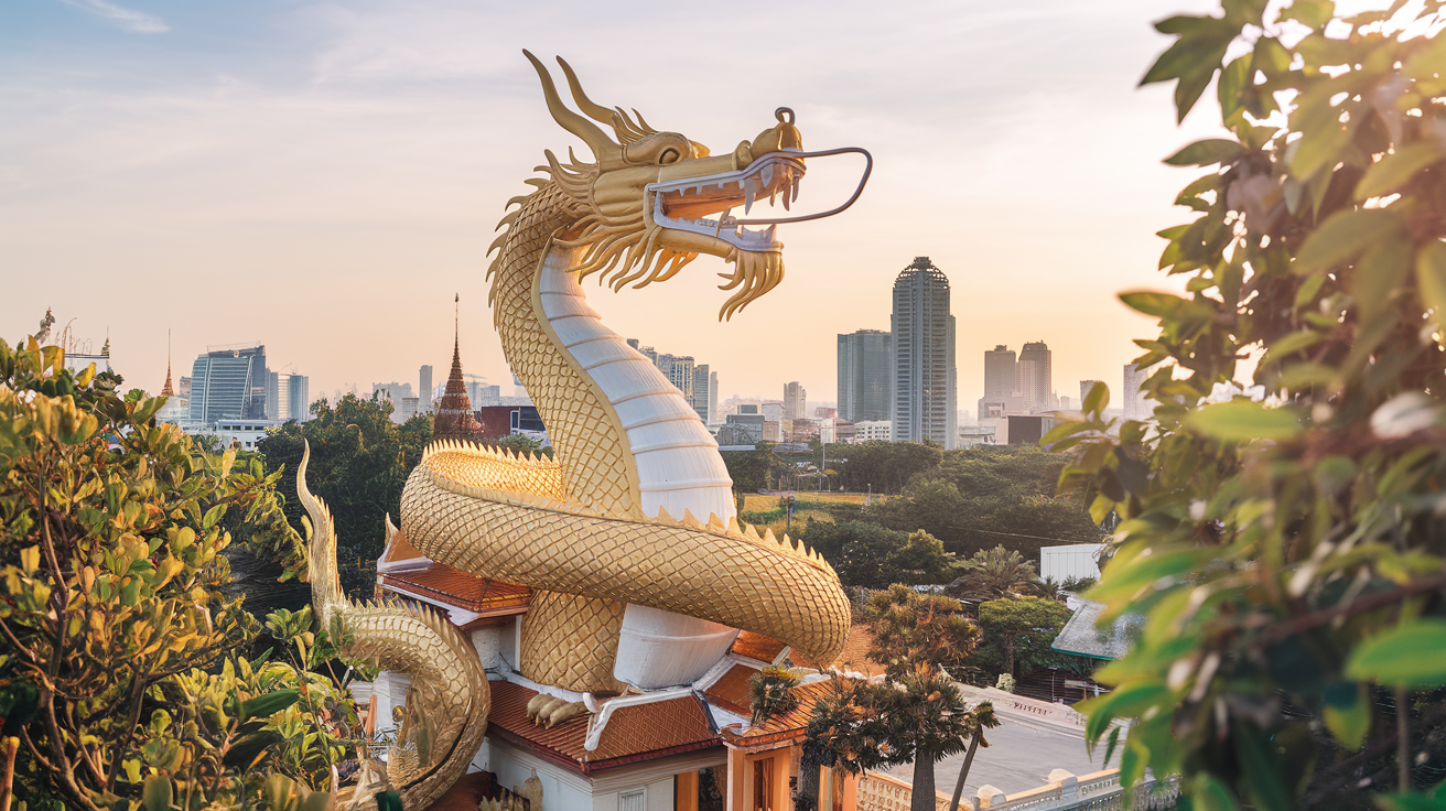 Dragon Temple Wat Samphran and Belga Rooftop Bar Experience